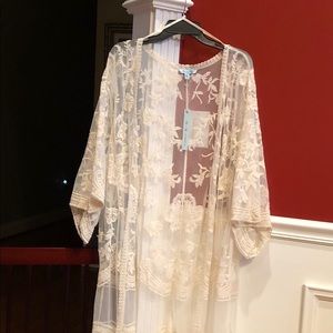 Beautiful Cream Lace Duster, NWT